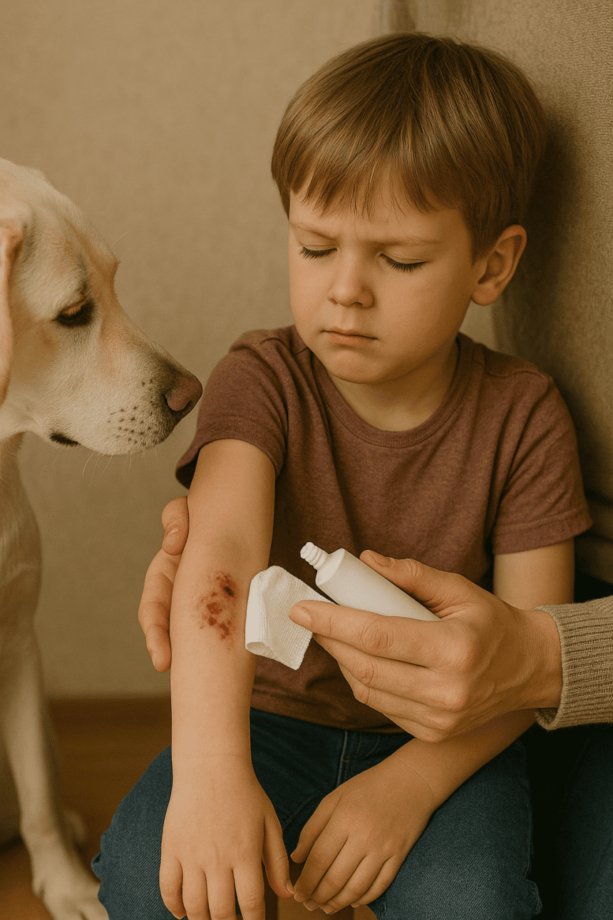 child is bitten by a dog